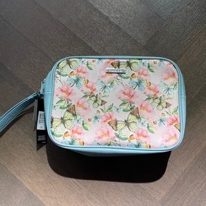 Tahari large double zip case vintage butterflies
